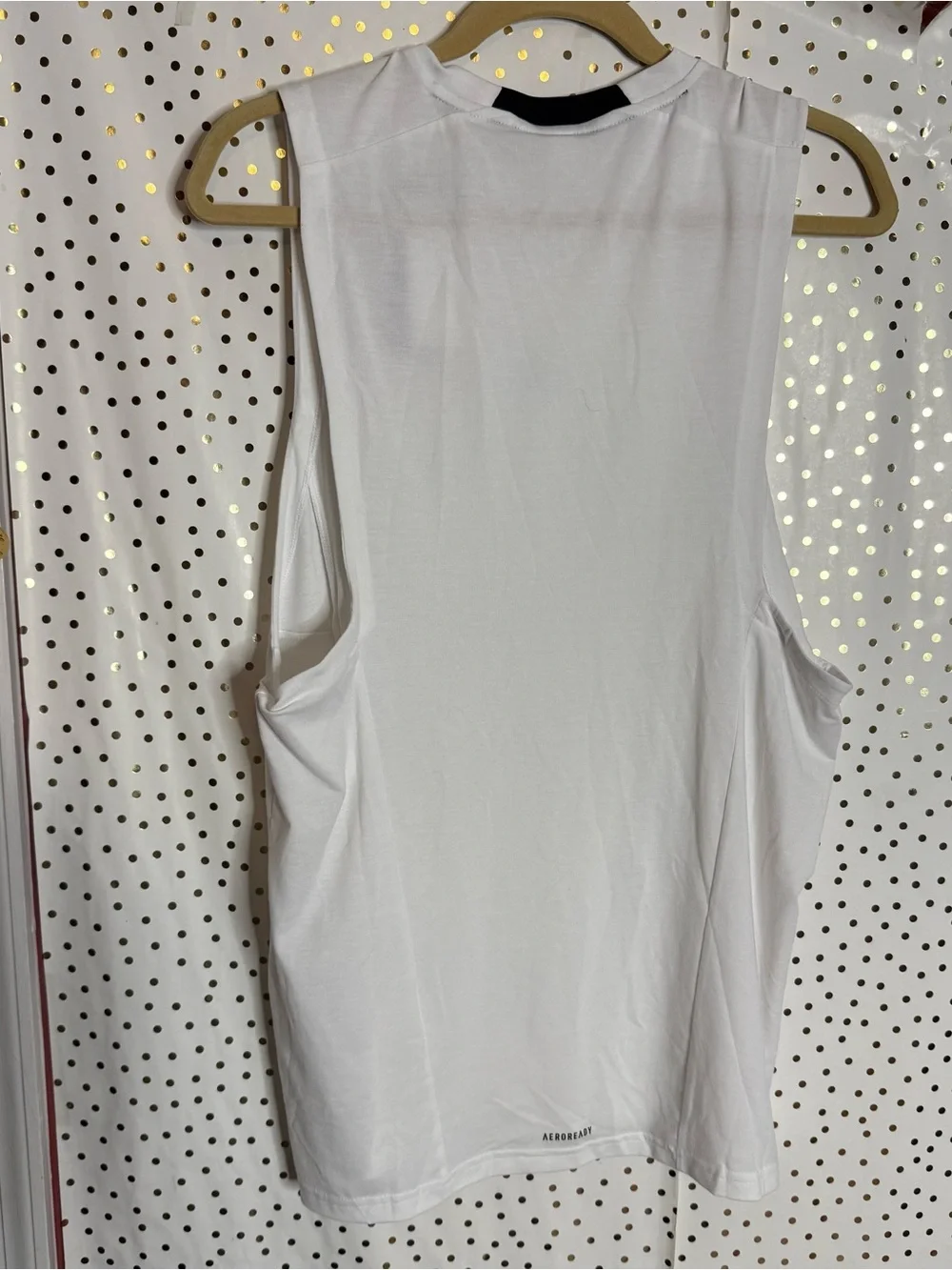 adidas White Sleeveless Workout Tank with Black Logo